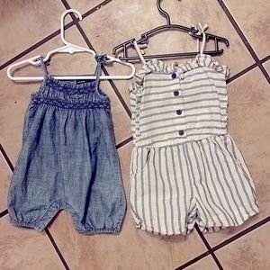 2 baby GAP rompers spaghetti strap 0-3 and 12-18